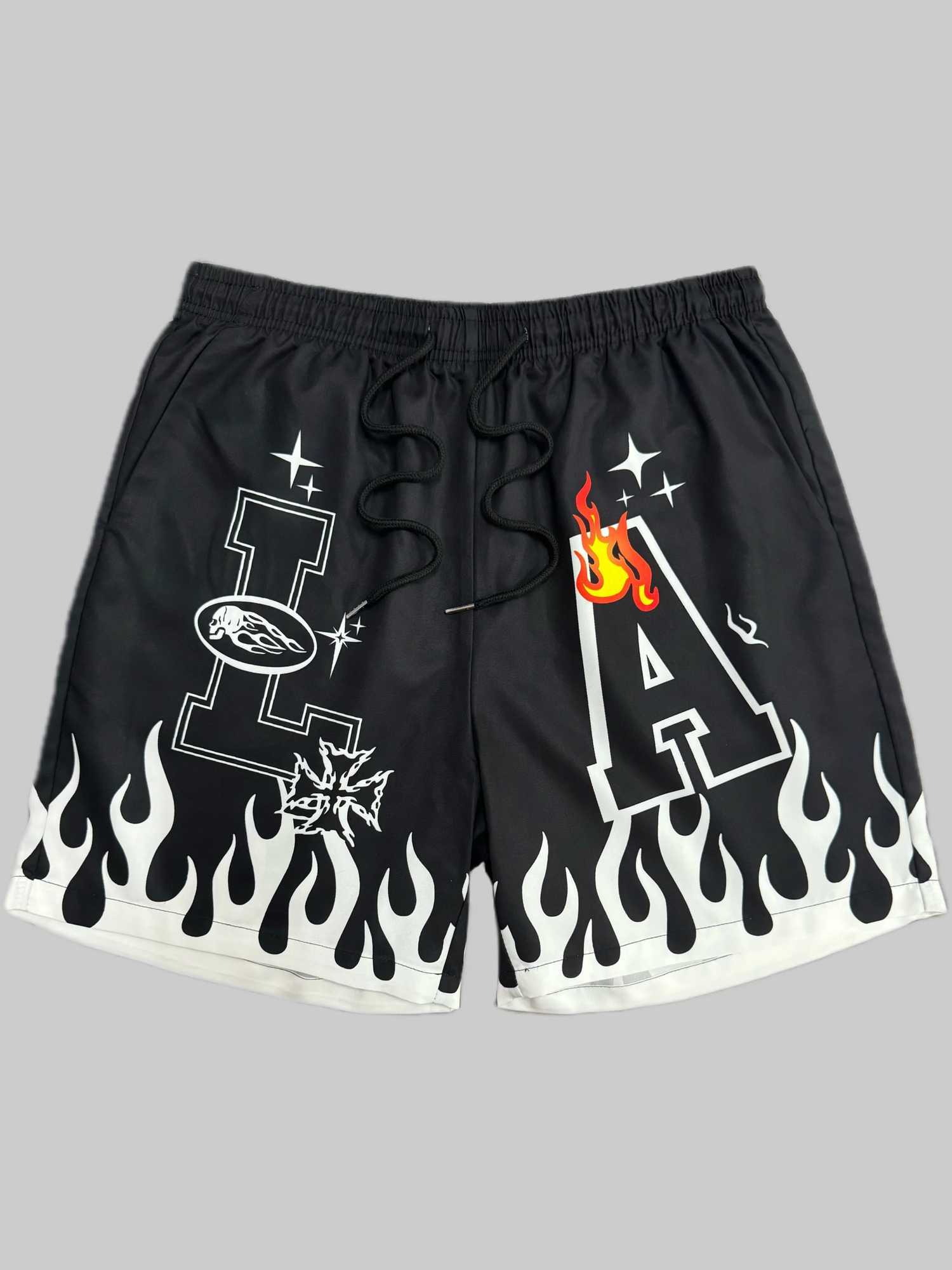 Street life summer casual shorts mens childrens shorts fashionable graphic letter printing breathable quick drying oversized shorts X2504101