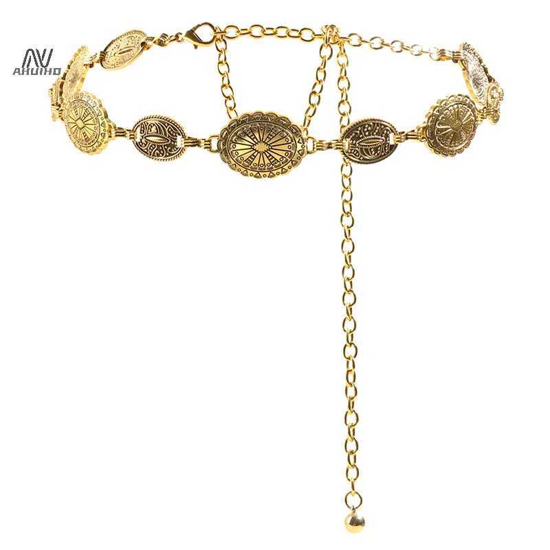 Vintage style Wen metal waist chain with adjustable decorative circular carving chain and high-end accessories X250410