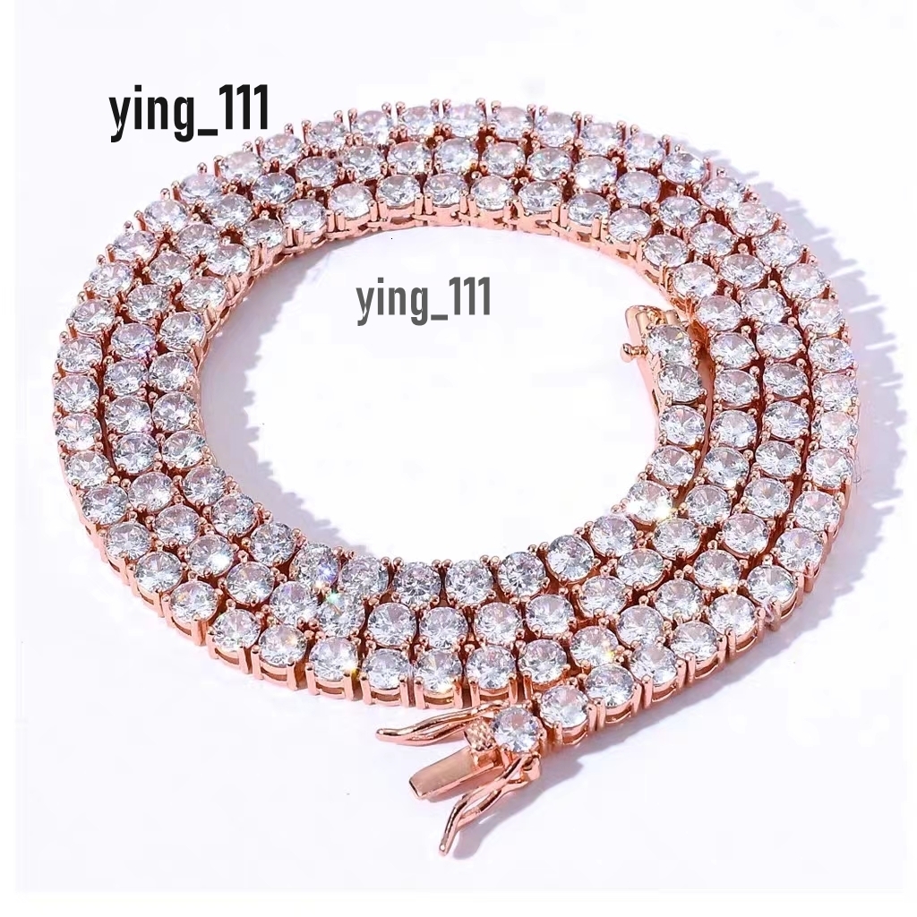 Certified GRA Moissanite 5MM Diamond Tennis Necklace 925 Sterling Silver with Brilliant Cut Gold Chains Jewelry