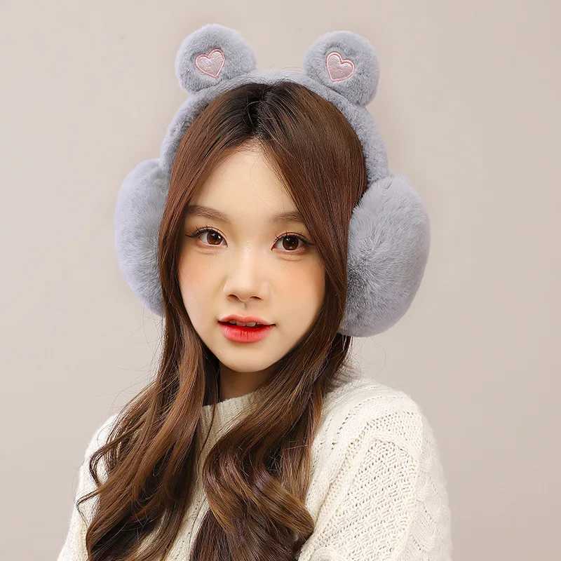 Cute Bear Ears Earmuffs Women Winter Warm Ear Warmer Thermal Plush Headphones Earflap Outdoor Cold Protection Fluffy Ear Cover W251110