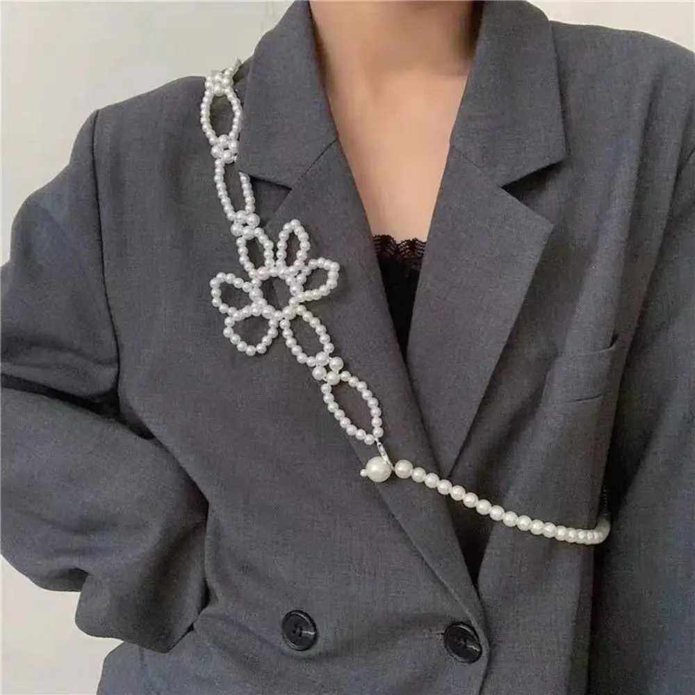 Belt floral belt pearl belt fashionable pearl flower white belt decorative belt womens belt X250410