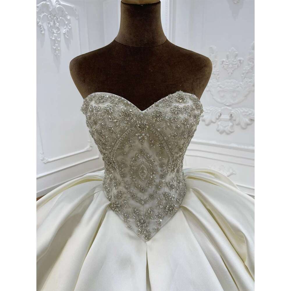 Customized M088 Detachable Sleeve Sweetheart Stain Ball Gown Wedding Dress