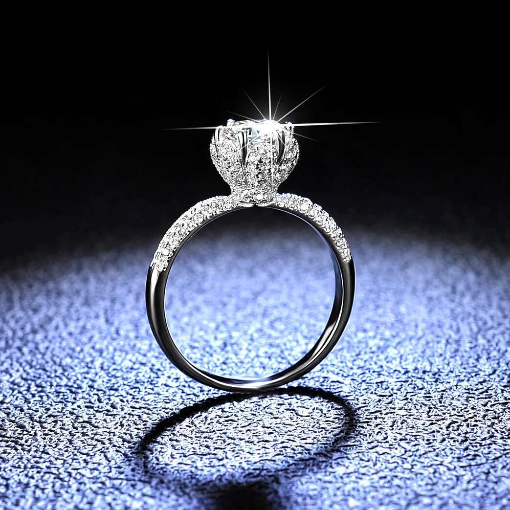PT950 Platinum 18k White Gold Ring for Women Eternal Wedding Jewelry Real GRA VVS 1 Carat Moissanite Ring Bride Accessories