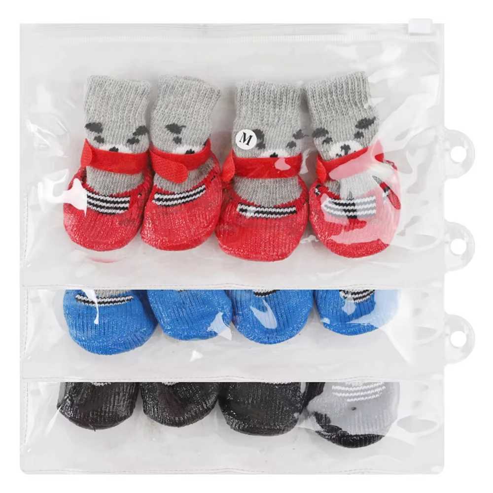 4 pieces/batch of winter warm dog socks anti slip rain boots waterproof dog Chihuahua dog shoes T2504010