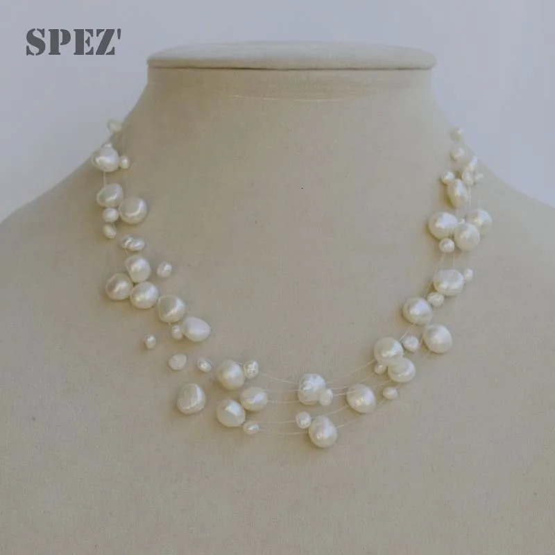 Natural Freshwater Pearl Necklace For Women Baroque Pearl Layered Choker Fashion Gold Plated Jewelry Accessories Clasp 250409