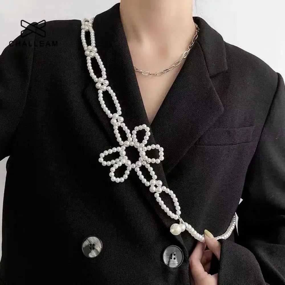 Belt floral belt pearl belt fashionable pearl flower white belt decorative belt womens belt X250410