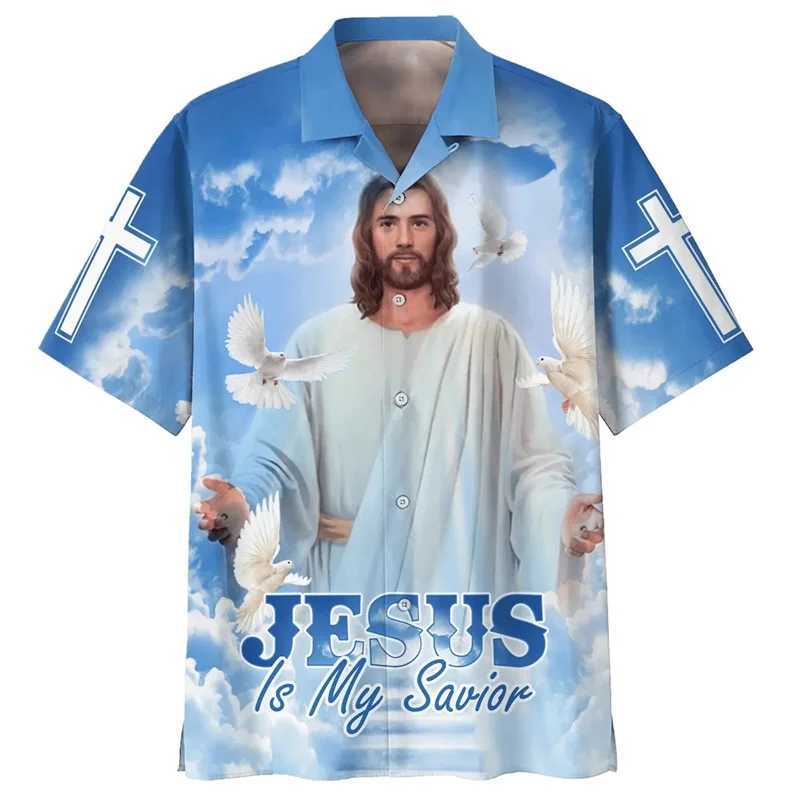 Jesus loves me God loves the world. Hawaiian shirts mens fashion cool beach shirts summer cool floral shirts tops X250410