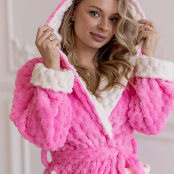Pajamas Autumn Winter Cross-Border Fleece-Lined Thickened Furry Jumpsuit Hooded Pajamas Parent-Child Outfit
