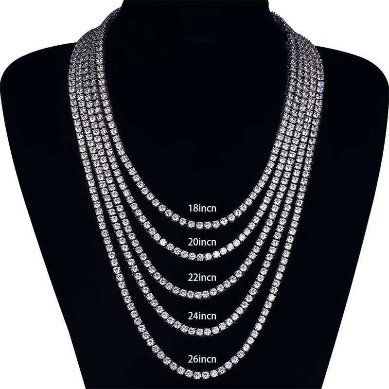 Cheapest Price Hip Hop 925 Sterling Silver 2mm 3mm 4mm 5mm 6.5mm Vvs Moissanites Diamond Necklace Moissanite Tennis Chain