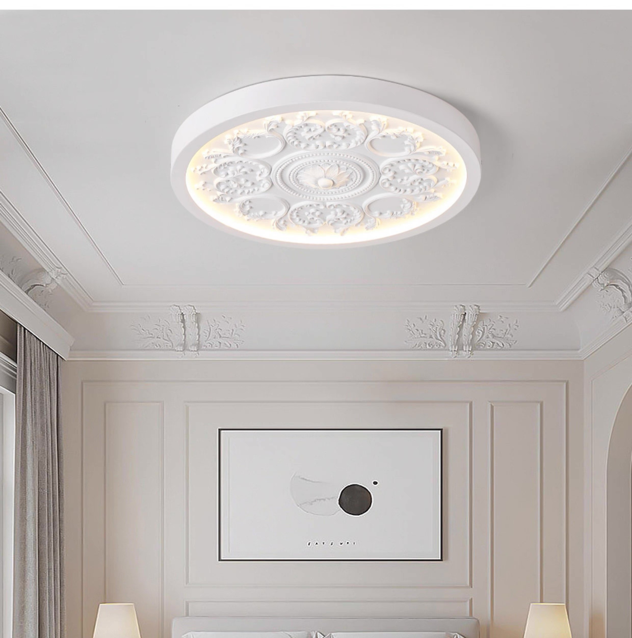 White Flower ceiling Lights Fixture French Palace Vintage Ceiling Lamps High End Bedroom Study Dining Room Surface Mounted Elegant White Floral Pendan