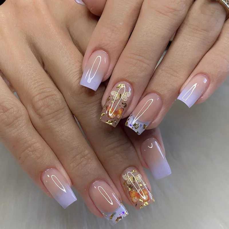 24 pieces of 3D pressed nails cherry nail embossing summer nails cute nails fake nails cheap nail embossing African nails W250410