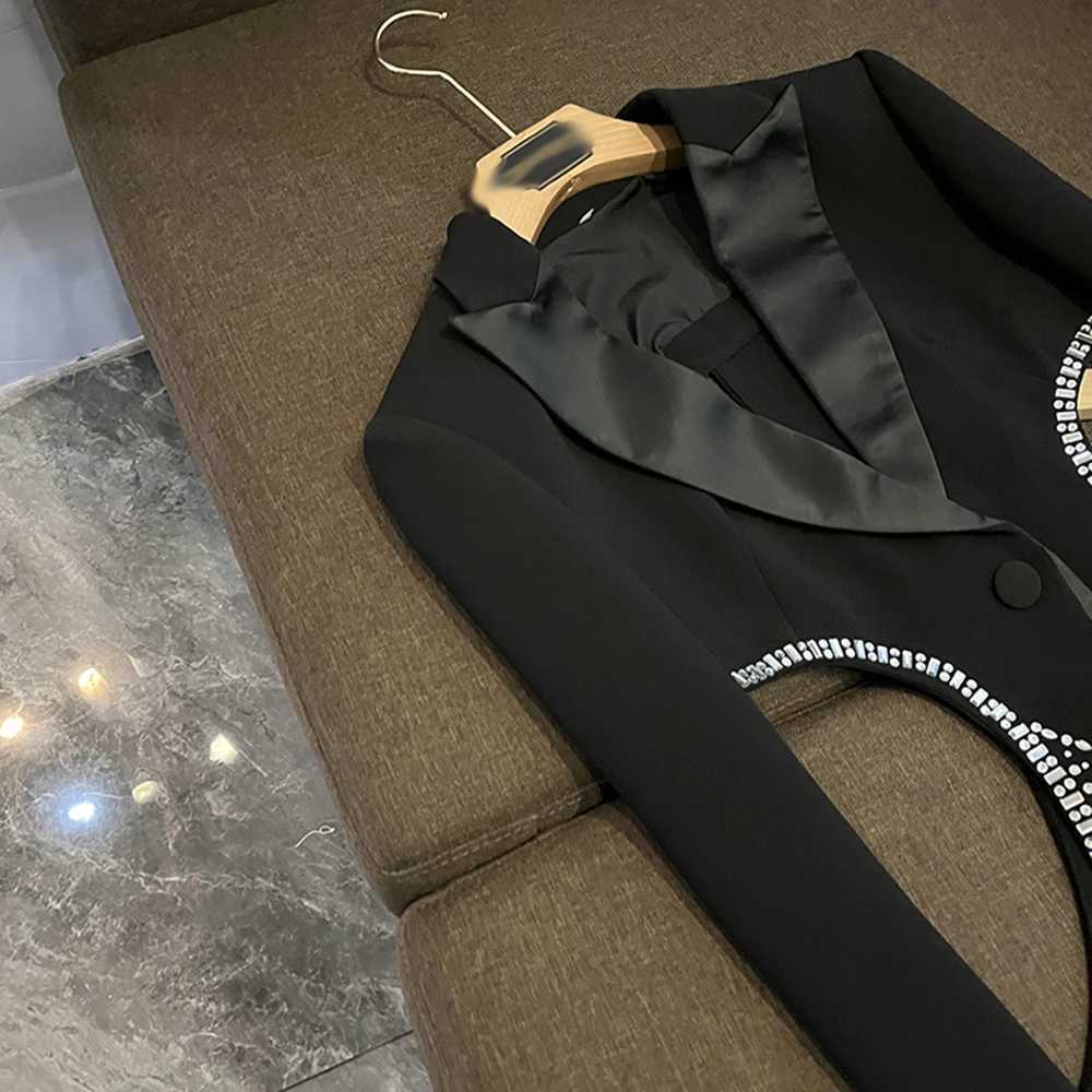 TWOTWINSTYLE Solid Sexy Two Piece Sets For Women Lapel Long Sleeve Hollow Out Top High Waist Pants Chic Set Female New W251110