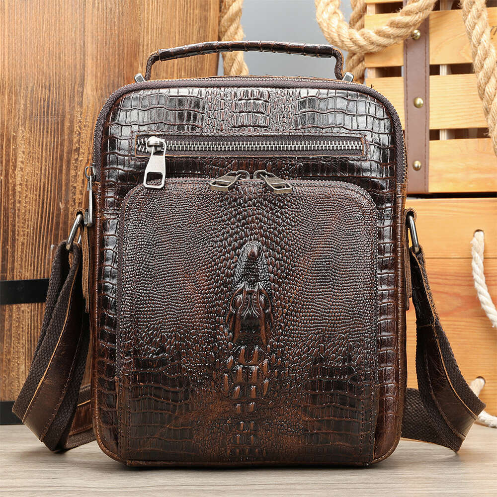 Genuine Vintage Crazy Horse Leather Single Shoulder Multifunctional Cross Border Cowhide Ipad Crossbody Bag High Quality