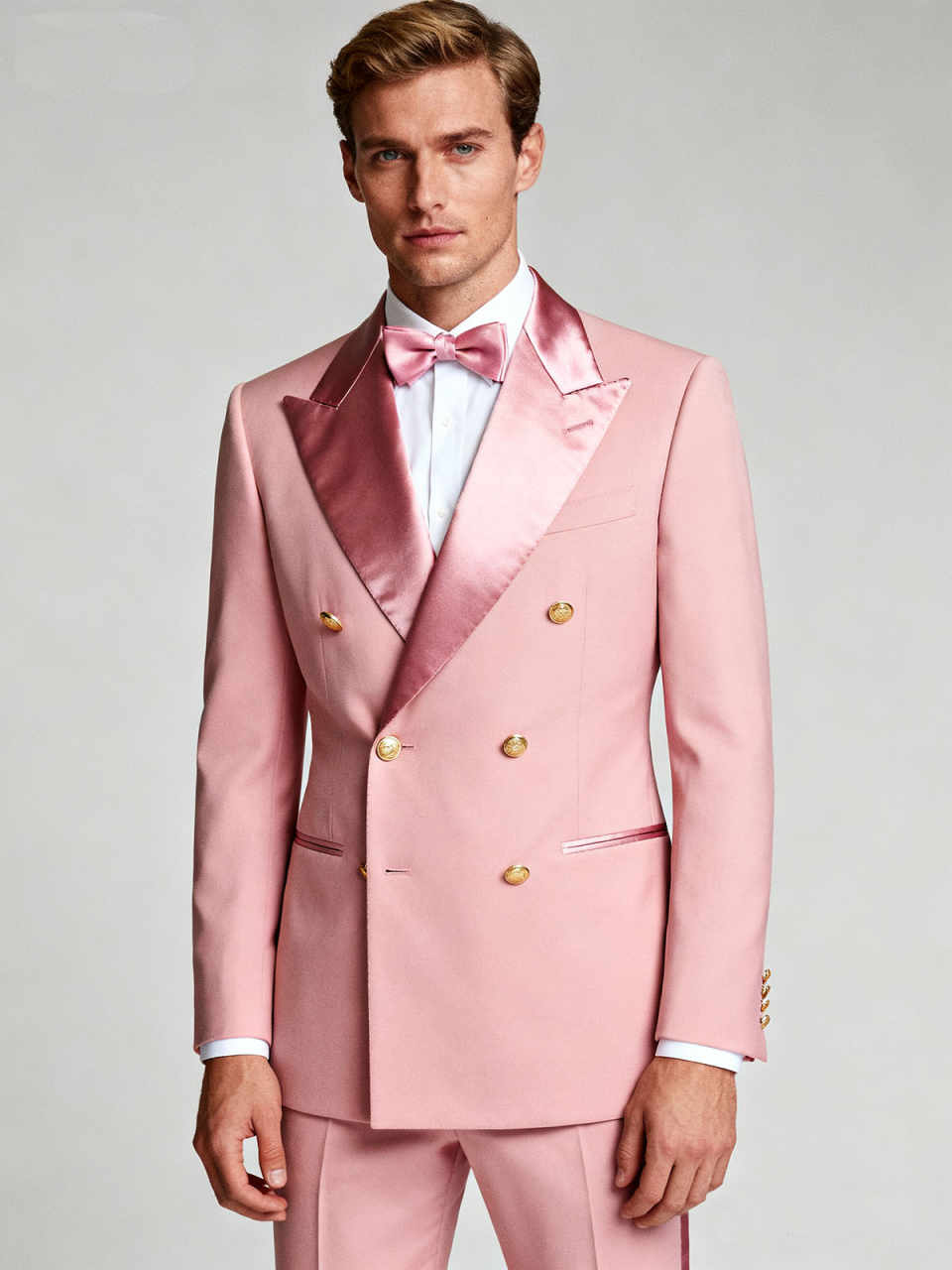 Bright Man Tuxedos 2 Piece Set Jacket Pants Men Suit Exquisite Peaked Lapel Double Breastet Evening Wedding Groom Customized