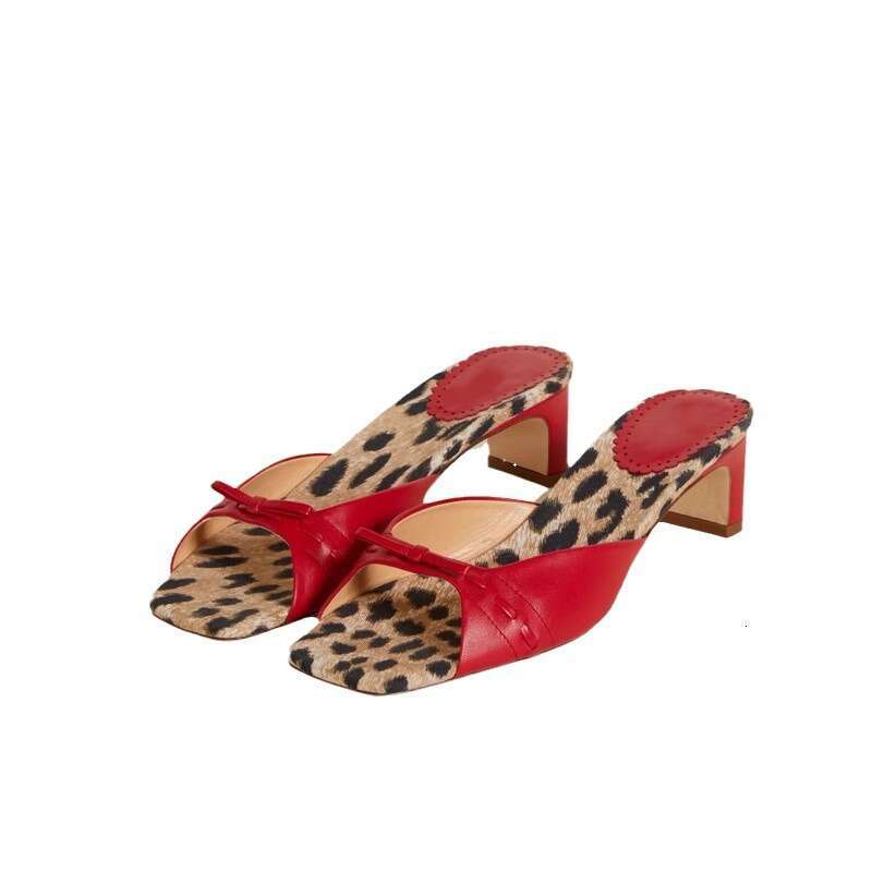Woman Sandals French Square Toe High Heeled Open Toed Women Thick Heels For Cats Bow Shaped Sandals
