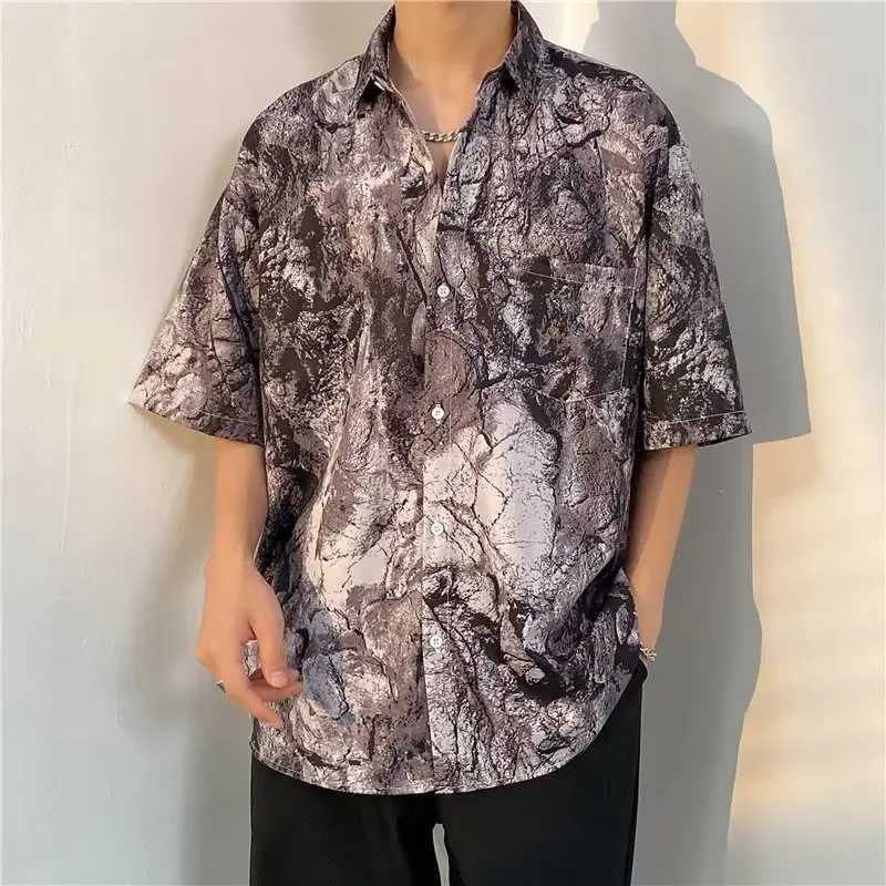Mens short sleeved Hawaiian floral print summer shirt casual wear beach party clothing men X250410