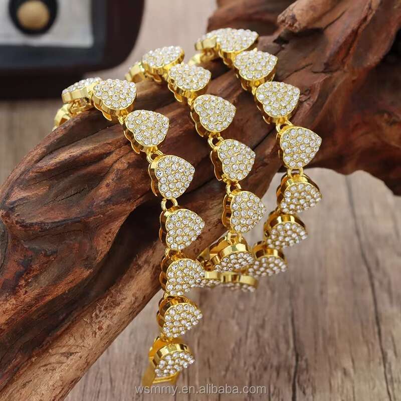 Gold plated fully chilled heart-shaped layered necklace, Cuban chain for women