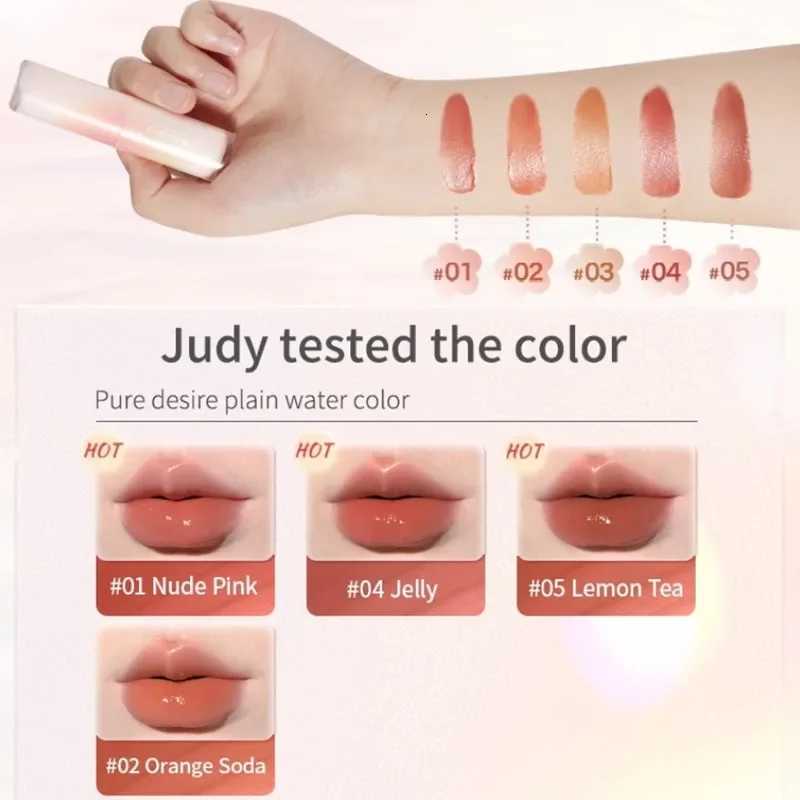 Judydoll Water Gloss Mirror Lipstick Crystal Jelly Lip Gloss Moisturizing Long Lasting Solid Lip Stick Nude Lip Tint MakeupT251110