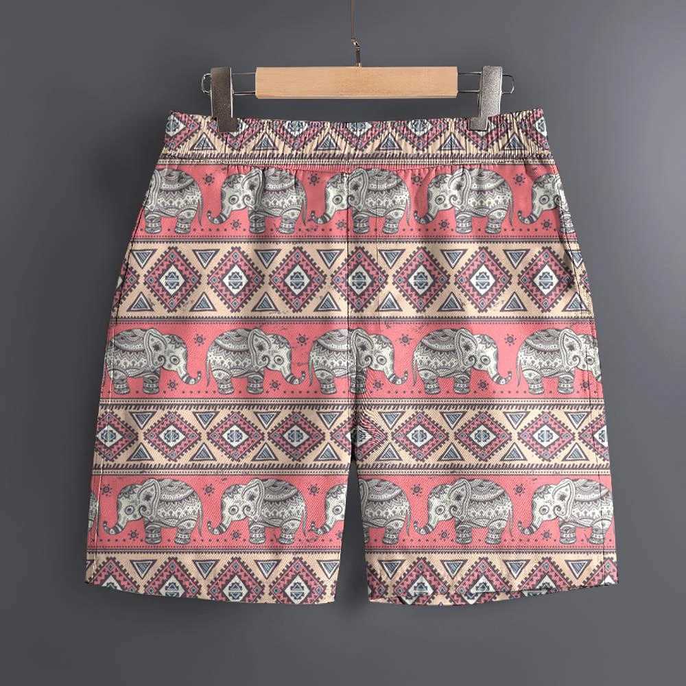 Mens Hawaiian 3D Elephant Race Pattern Beach Shorts Quick drying Outdoor Leisure Sports Shorts Fashion Mens Shorts X250410