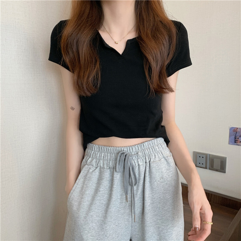 2025S Designer Women S T Shirt Short Summer Design Slim Fit Exposed Navel Spicy Girl Women S T Shirt Short Sleeved Student Top New Clothes