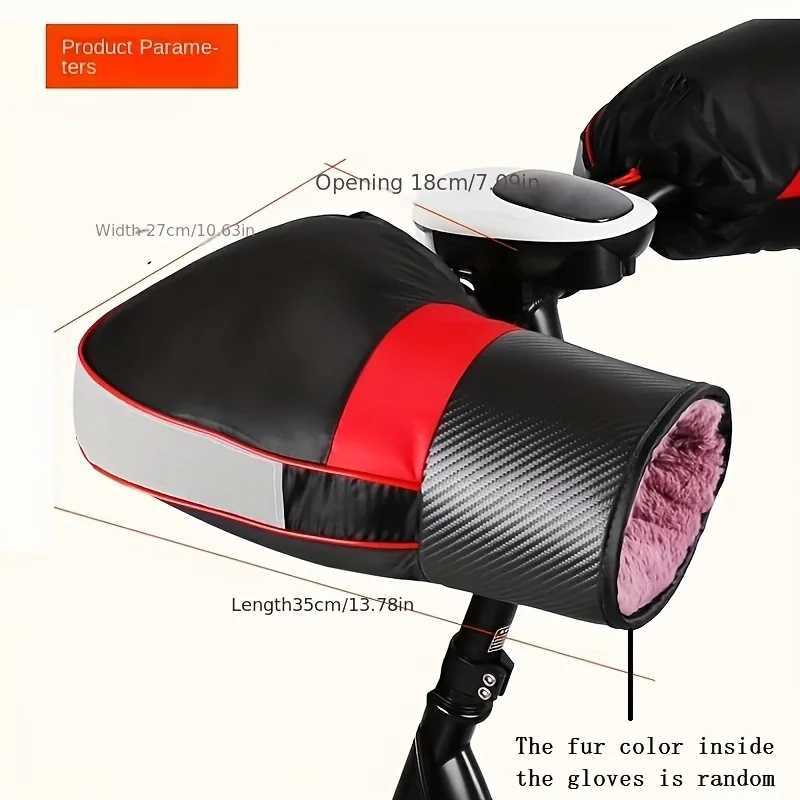 Reflective Strips Motorcycles Handlebar Gloves Winter Waterproof Oxford Cloth Windproof Warm Plush Motorcycle Handlebar Cover S25118