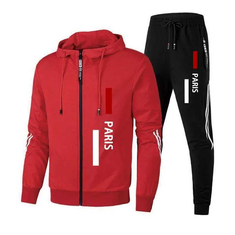 Fashion Mens Tracksuit Printed Casual Zip Jacket Coat Sports Jogging Mens Clothing Autumn Winter Single Piece Hooded Tops Pants W251110