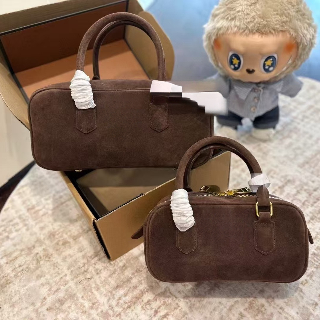 Winter new fashion designer bag multifunctional suede bowling bag light luxury handbag women's shoulder crossbody bag handbag