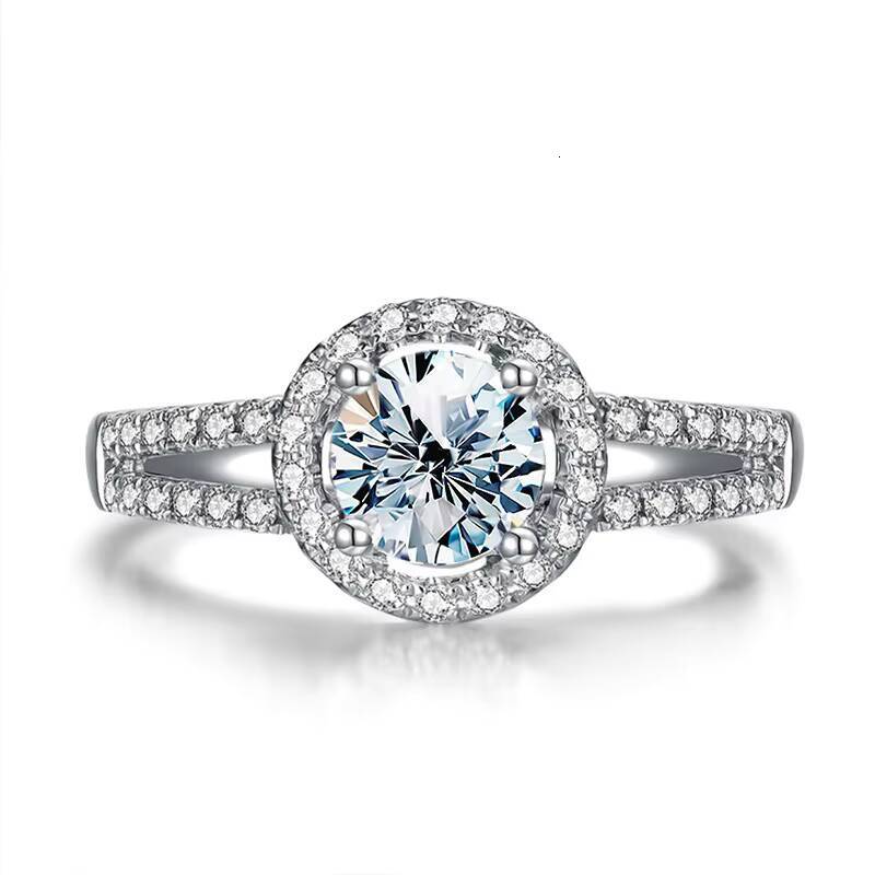 Fashion Diamond Rings Women 925 Sterling Silver Plated 18K Gold White Gold Ring 1CT Moissanite Ring for Women Engagement Jewelry