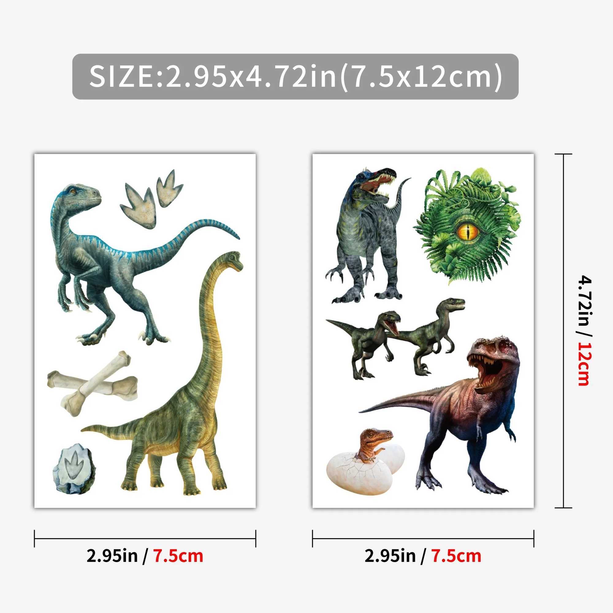 12 3D dinosaur temporary tattoo dinosaur waterproof real T-Rex tattoo stickers boys and girls birthday party discount W250410