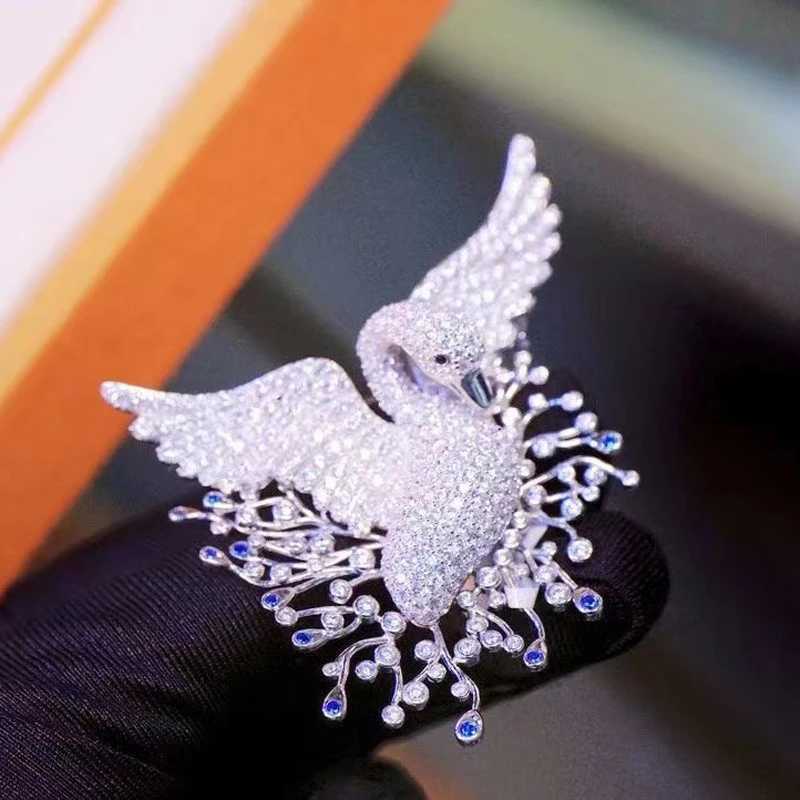 Luxury Jewelry Bird Brooch For Women Fine Jewelry Party 925Sterling Silver With Cubic Zirconia Elegant Top Value Female GiftW251110