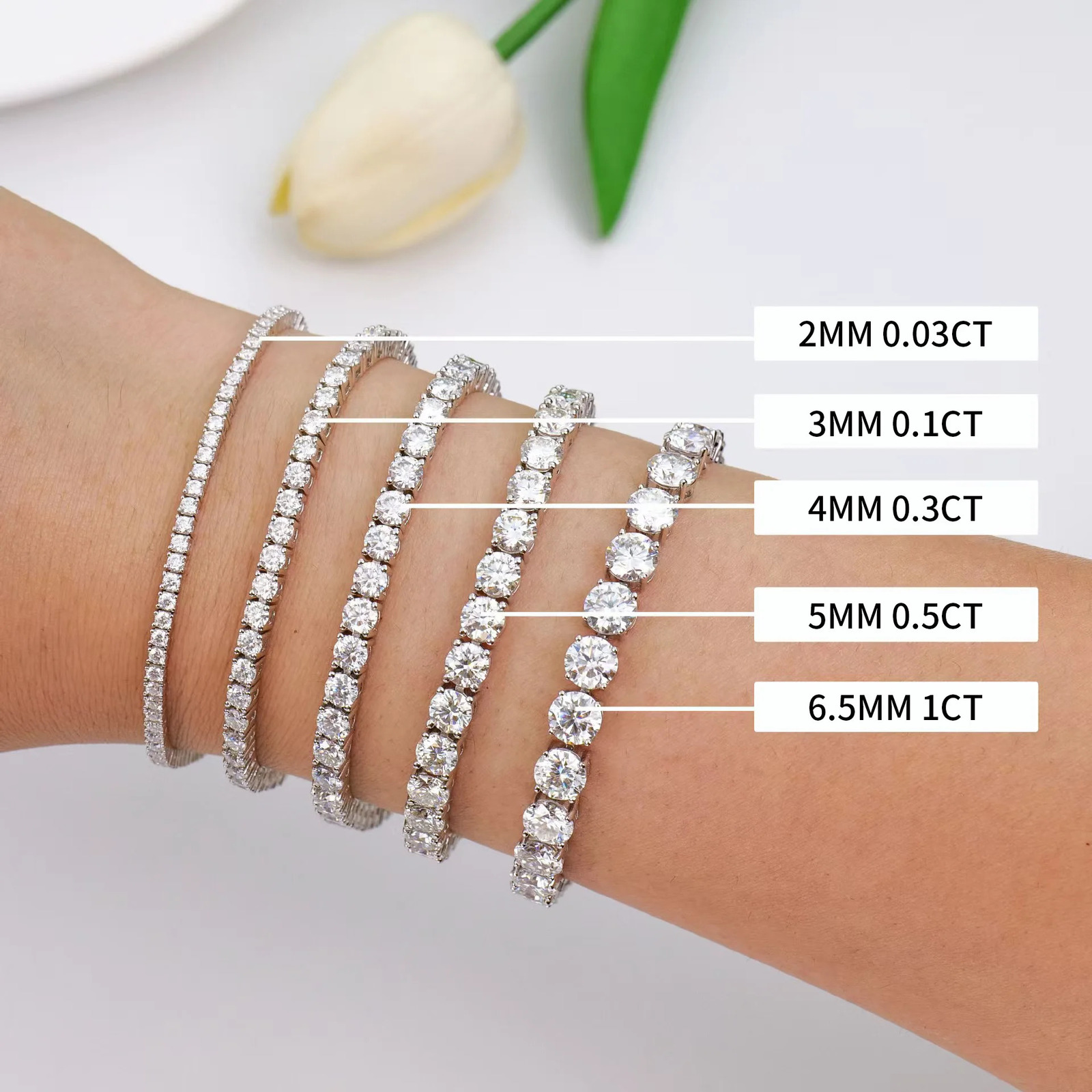 EWYA 925 Sterling Silver Bracelet 0.1ct m D VVS1 Diamond with GRA for Women Sparkling Wedding Party Fine Jewelry 250408