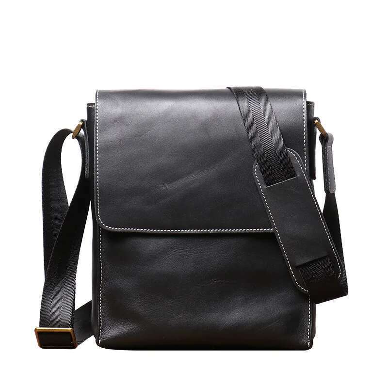 Nesitu Highend Vintage Black Brown Genuine Crazy Horse Leather Shoulder Men Women Messenger Bag For 9.7'' Ipad Phone Purse M9002