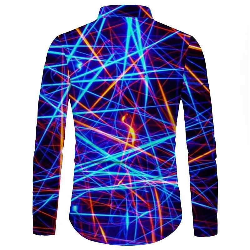 2023 mens shirt color graphics 3D geometric rainbow long-sleeved single-breasted shirt fashion street view design 6XL K251110