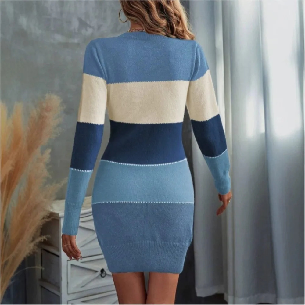 Autumn Long Vestidos Para Mujer Dresses Woman Roupas Feminina Casual Simple Style Solid Color Splicing Winter Clothes 251110