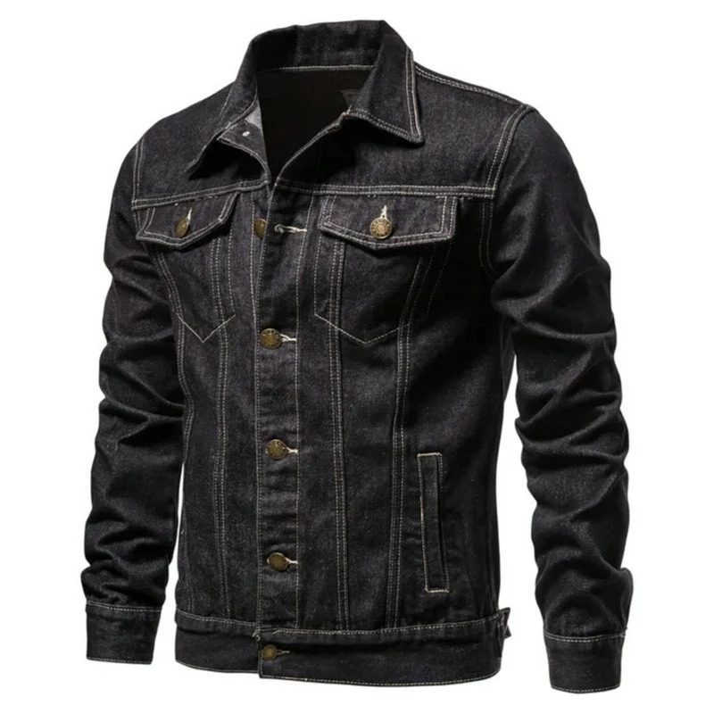 autumn mens casual workwear jeans jacket loose version solid color top denim 250401