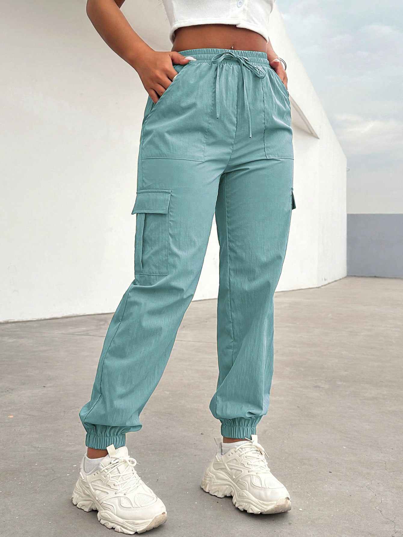 Trousers Casual Flat Waist Pocket Womens Fashion Product Pants Y2K Street Clothing Summer Foundation Z260314