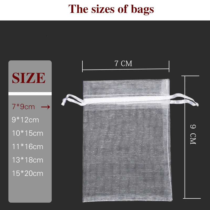 50pcs tulle packaging transparent party Drawable Wedding Pouches present jewel candy Gauze Element gift bag organza bags 79cm 251110