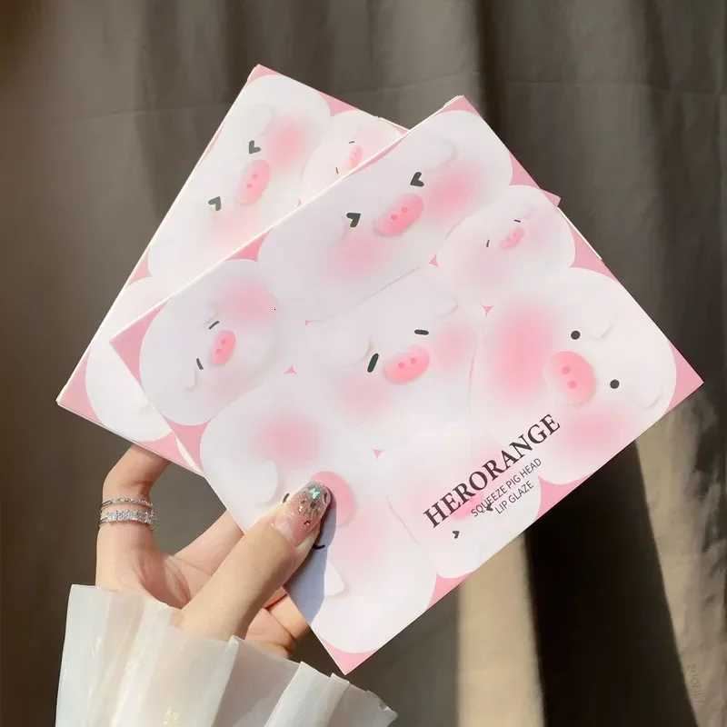 6Pcs Cute Pig Head Lipstick Set Matte Velvet Mist Lip Glaze Waterproof Long Lasting Makeup Not Easy To Fade Lip Gloss CosmeticsT251110