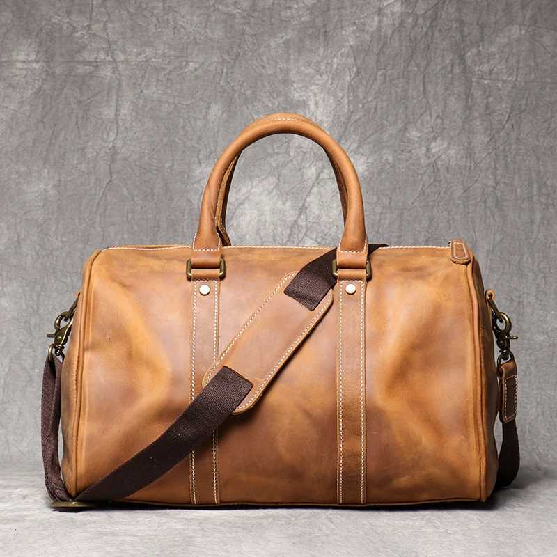 Vintage Mens Cowhide Leather Business Short-distance Carry Hand Luggage Bags Large-capacity Travel Bag Simple Messenger Bags K251110