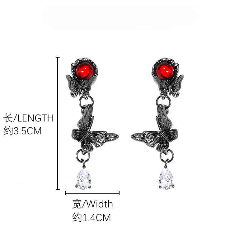 Black Butterfly Niche Light Luxury High-end Exquisite Zircon Dark Style Vintage Earrings