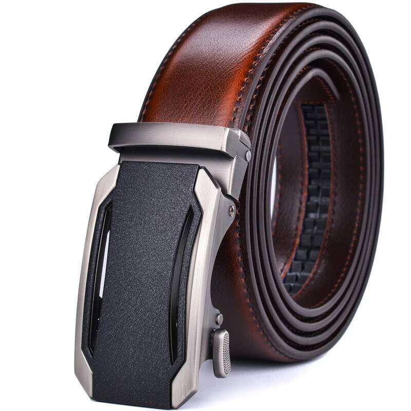 Ratchet Dress Genuine Leather Belts for Men with Automatic Buckle