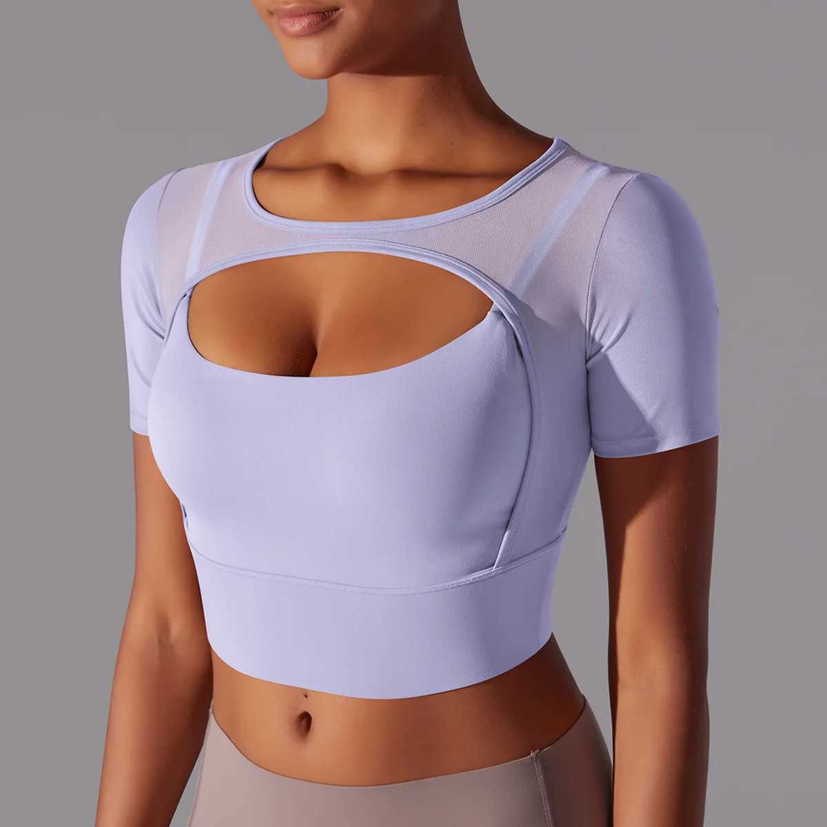 Sexy mesh sports vest womens fitness vest high-strength sports top yoga vest running fitness breathable shockproof yoga T-shirtXJ250410
