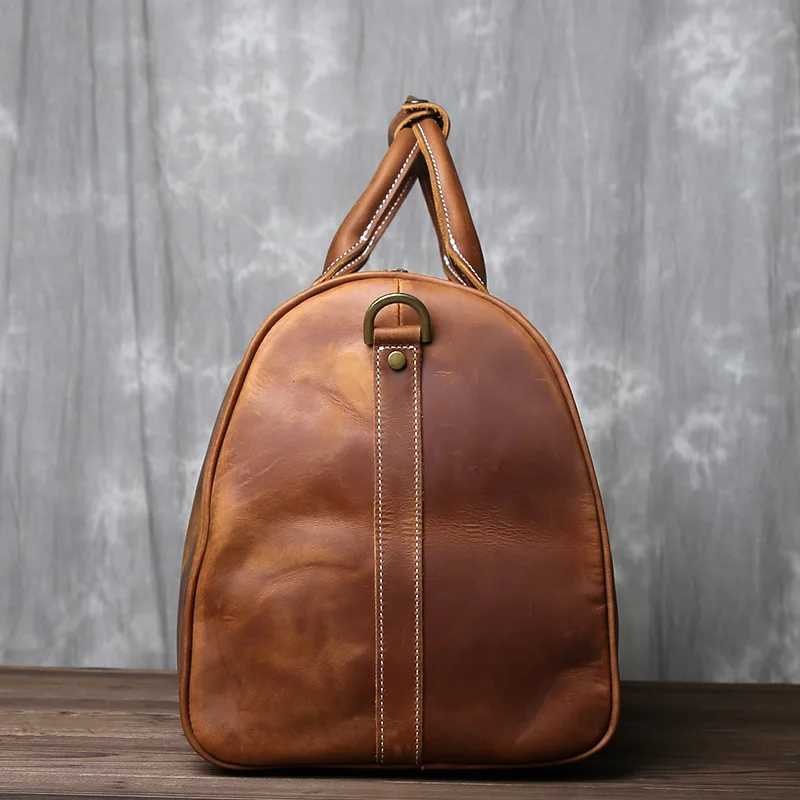 New Crazy Horse Handbag Mens Large Capacity Multi-functional Genuine Leather Simple Business Outdoor Cross Body Travel Bag K251110