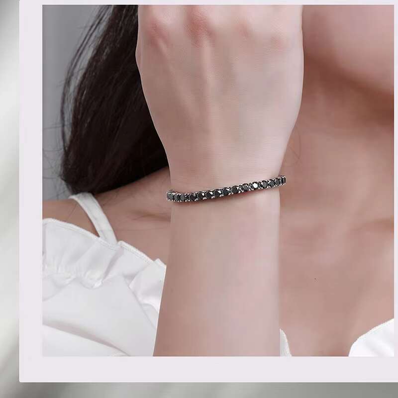 Factory Price 3mm 4mm 5mm 6.5mm Women 925 Silver Black Moissainte Tennis Bracelet
