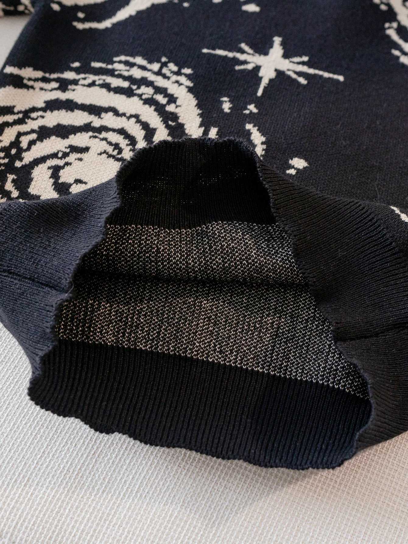 Fashion Boys street style vortex star pattern sweater knitted pullover suitable for daily versatile in spring autumn and winter Y251110