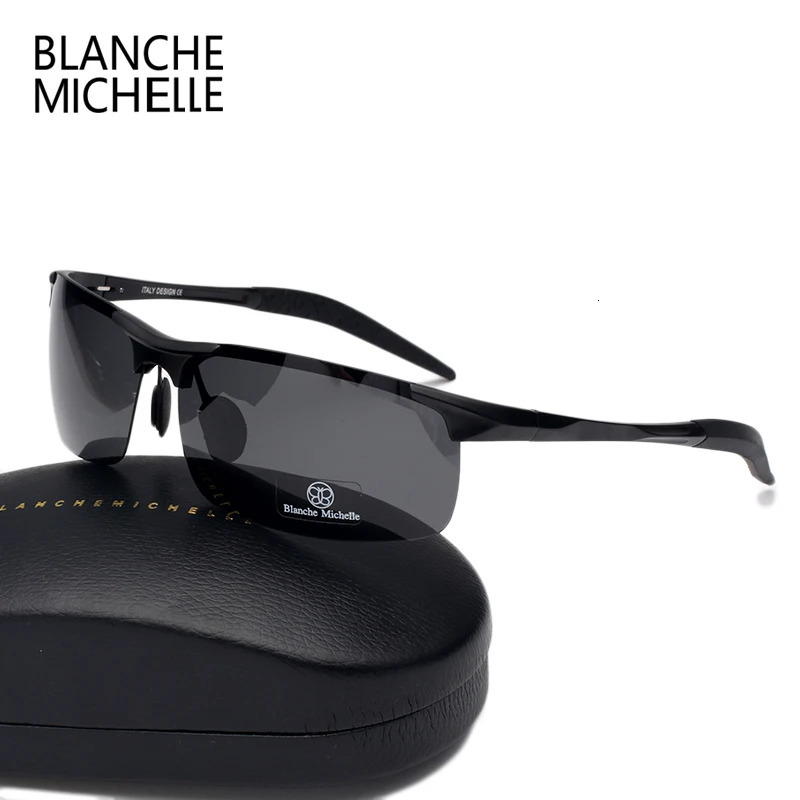 High quality ultra light aluminum magnesium sports sunglasses polarized mens UV400 rectangular gold outdoor driving 250410