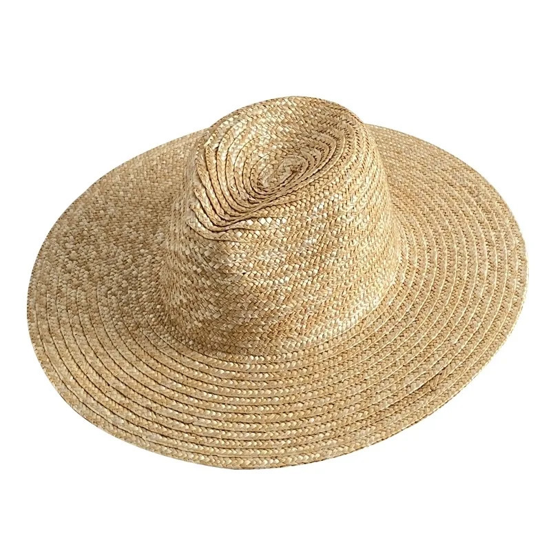 Trend Summer Wide Brim Straw Hat Chapeau Ladies Panama Sun Hats Boater Black Beach Hat Sombrero Mujer Fedora Cowboy Jazz Cap 250409