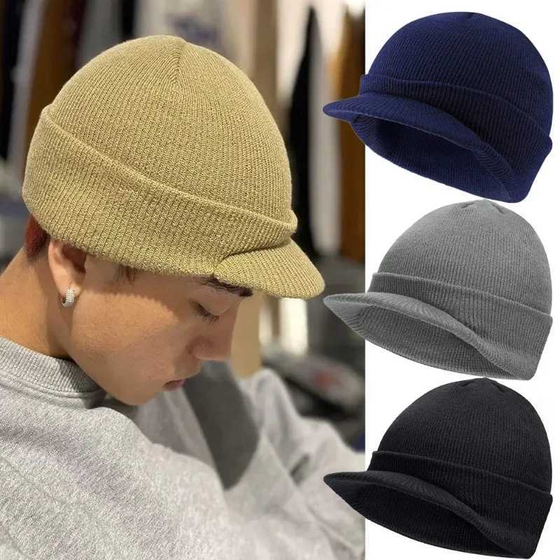 Unisex Warm Knitted Hats 2025 Fashion Thicken Fur Lined Soft Beanie Cap with Brim Thick Winter Knitted Hat for Men WomenXJ251110