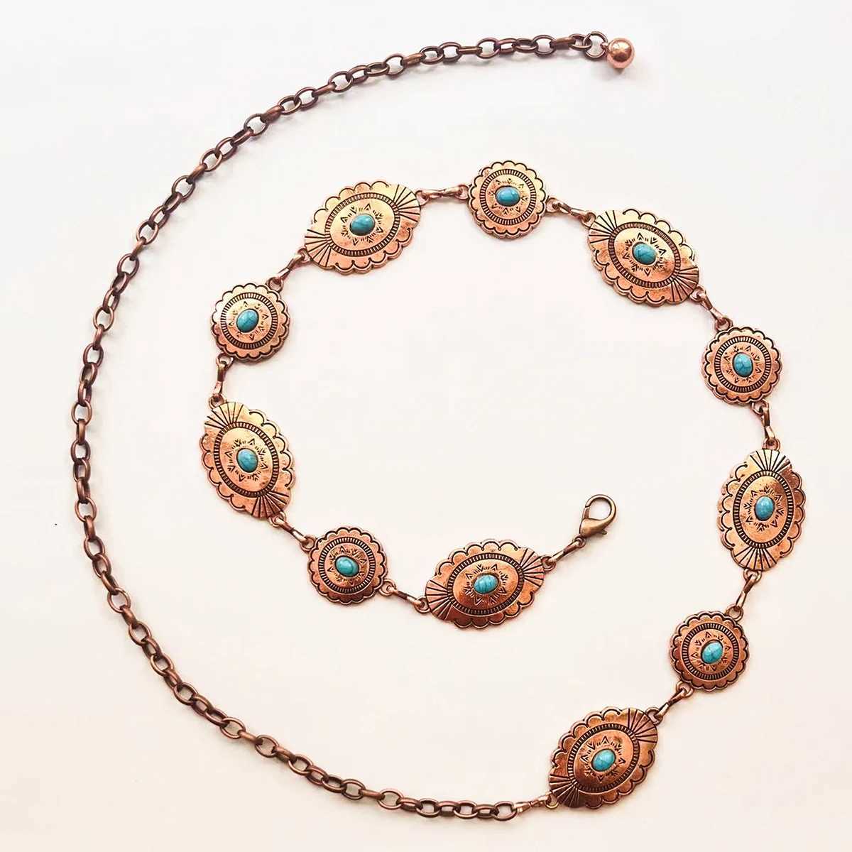 Geely Fashion Retro Elegant Metal Womens Turquoise Waist Chain X250410