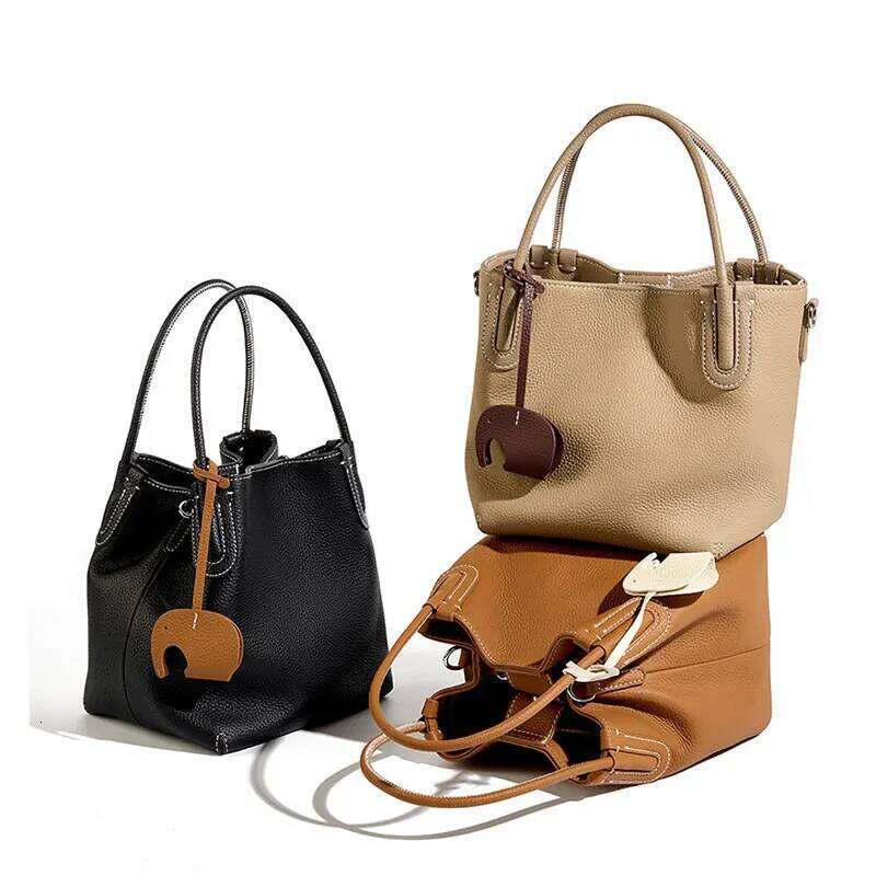 Genuine Leather Women Bucket Luxury Designer Handbags High Quality Cowhide Women's Shoulder Bags Fashion Crossbody Bag